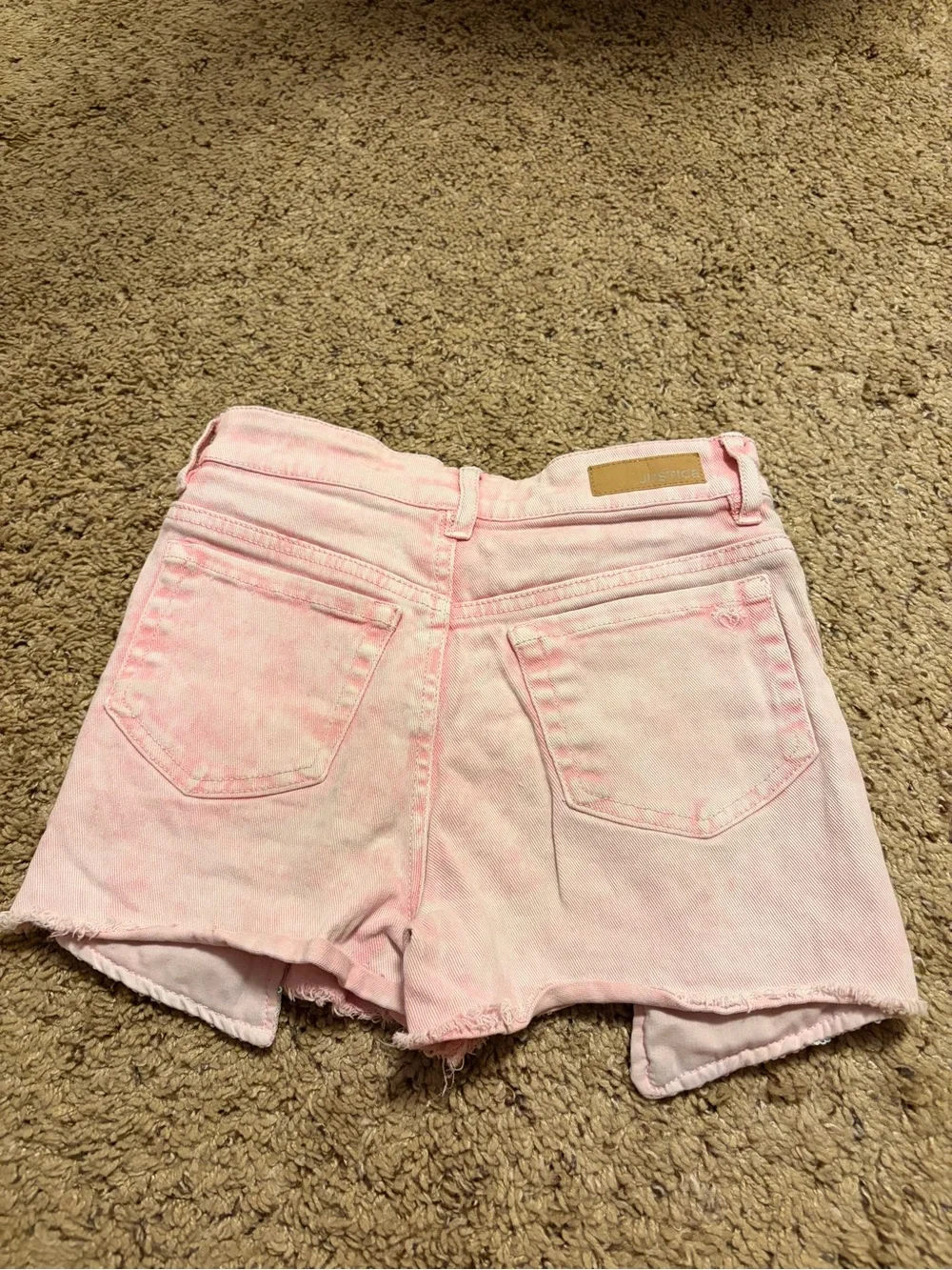 Justice Pink Distressed Denim Shorts with Sequin Hem